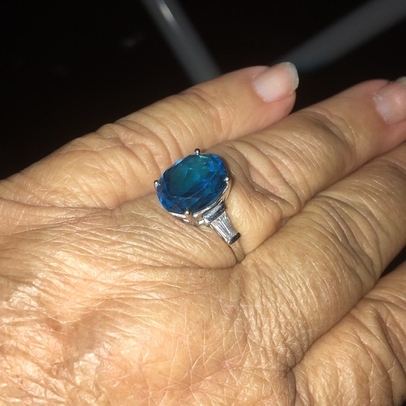 🌹 8.75 ct oval Indicolite Tourmaline in size 8 3/4, 14K white gold - Picture 5 of 8